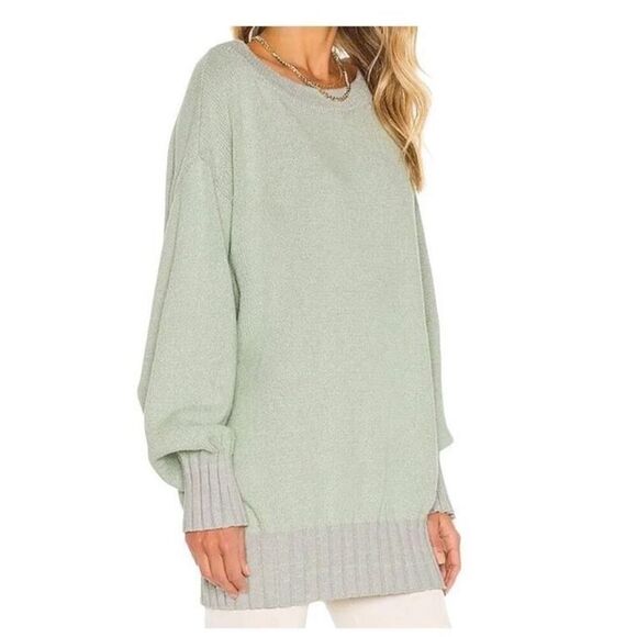 Free People Sweaters - Free People Street Fair Oversized Knit Sweater Green Grey sz XS